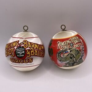 VTG 1982 Ringling Brothers Barnum Bailey Circus Christmas Ornaments LOT of 2